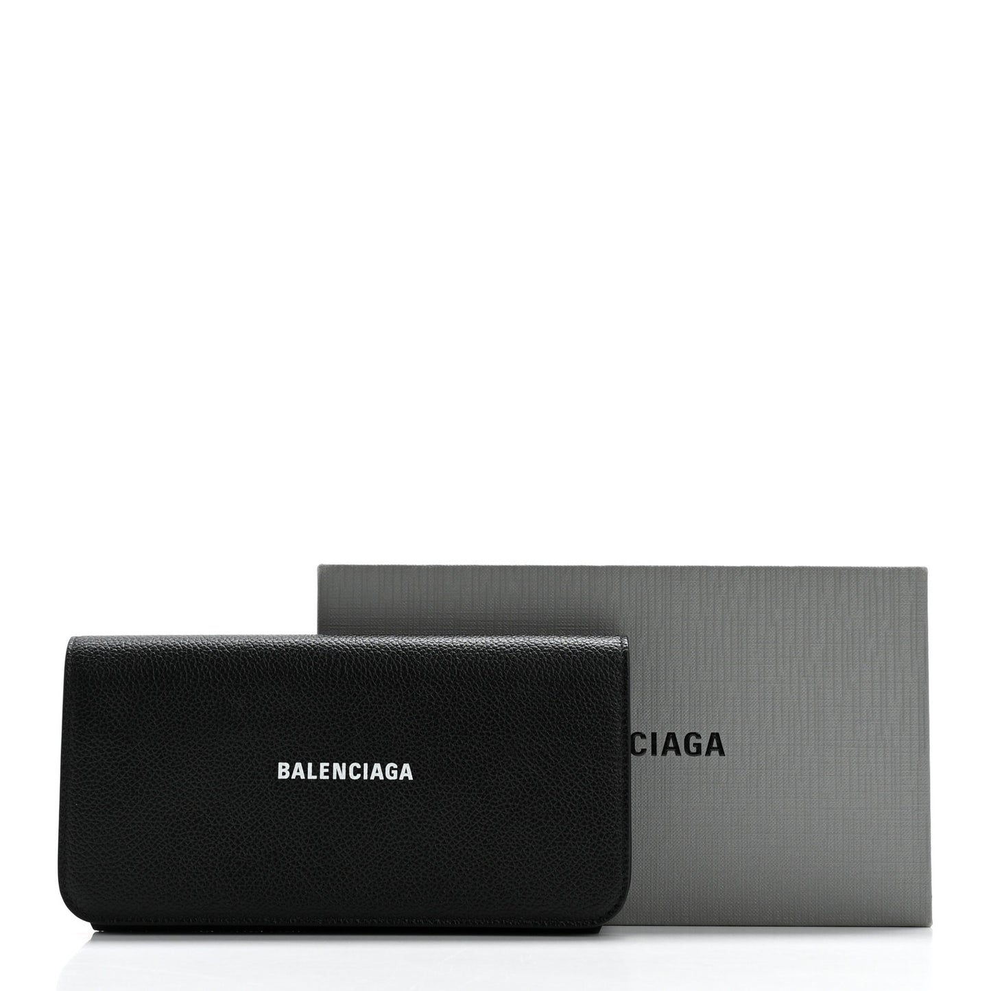 Grained Calfskin Logo Cash Thin Money Wallet Black White