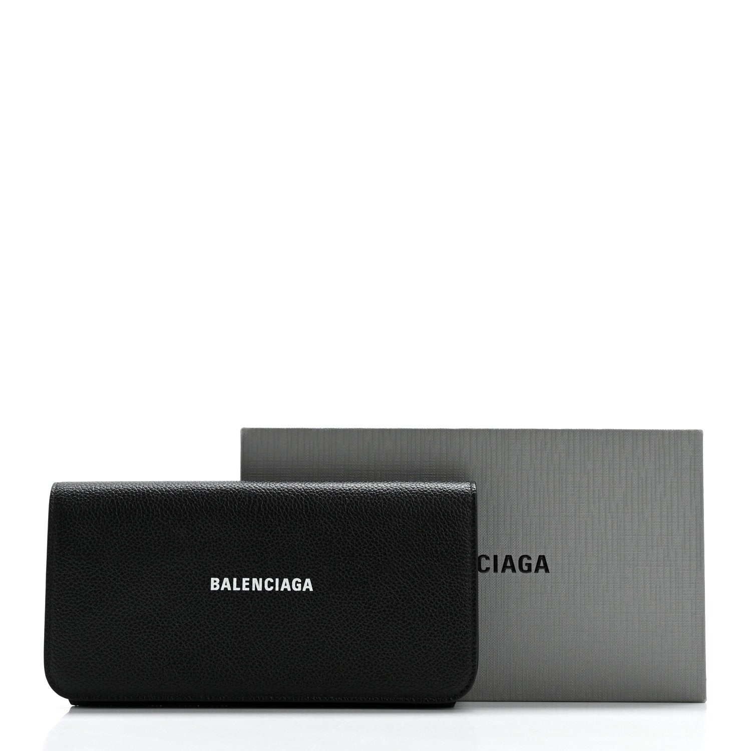 Balenciaga Grained Calfskin Logo Cash Thin Money Wallet Black White 10 of 10