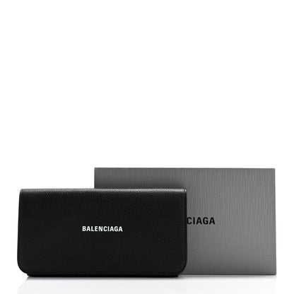 Balenciaga Grained Calfskin Logo Cash Thin Money Wallet Black White 10 of 10