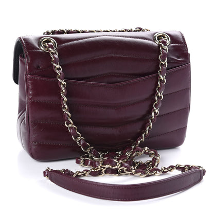 Chanel Shiny Lambskin Quilted Small Chevron Miroir Burgundy 3 of 10