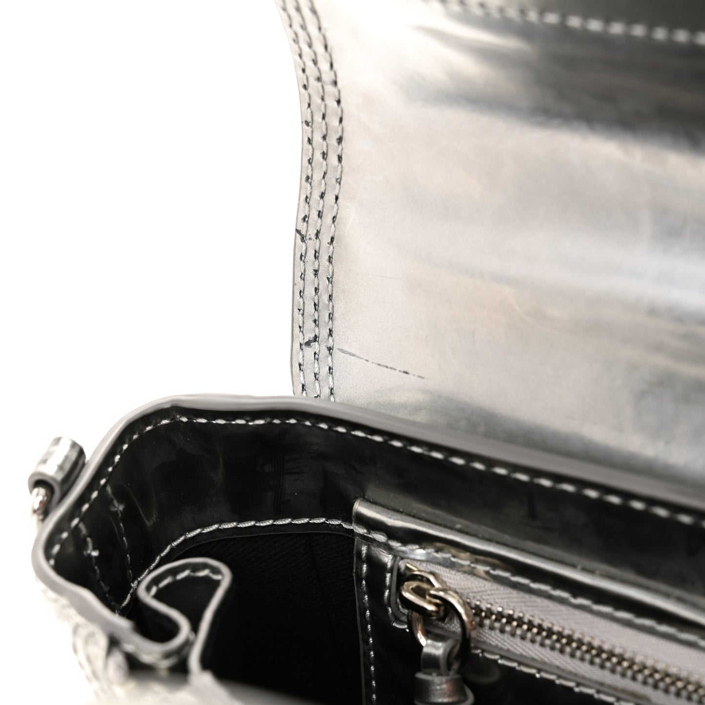Metallic Calfskin Mini Pashli Satchel Metallic Tin