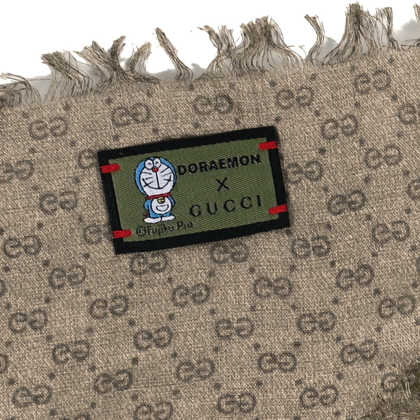 X DORAEMON Modal Silk Mini Vintage Monogram Shawl Beige