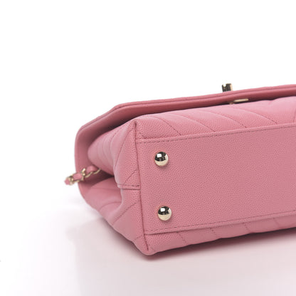 Chanel Caviar Chevron Quilted Mini Coco Handle Flap Pink 8 of 10