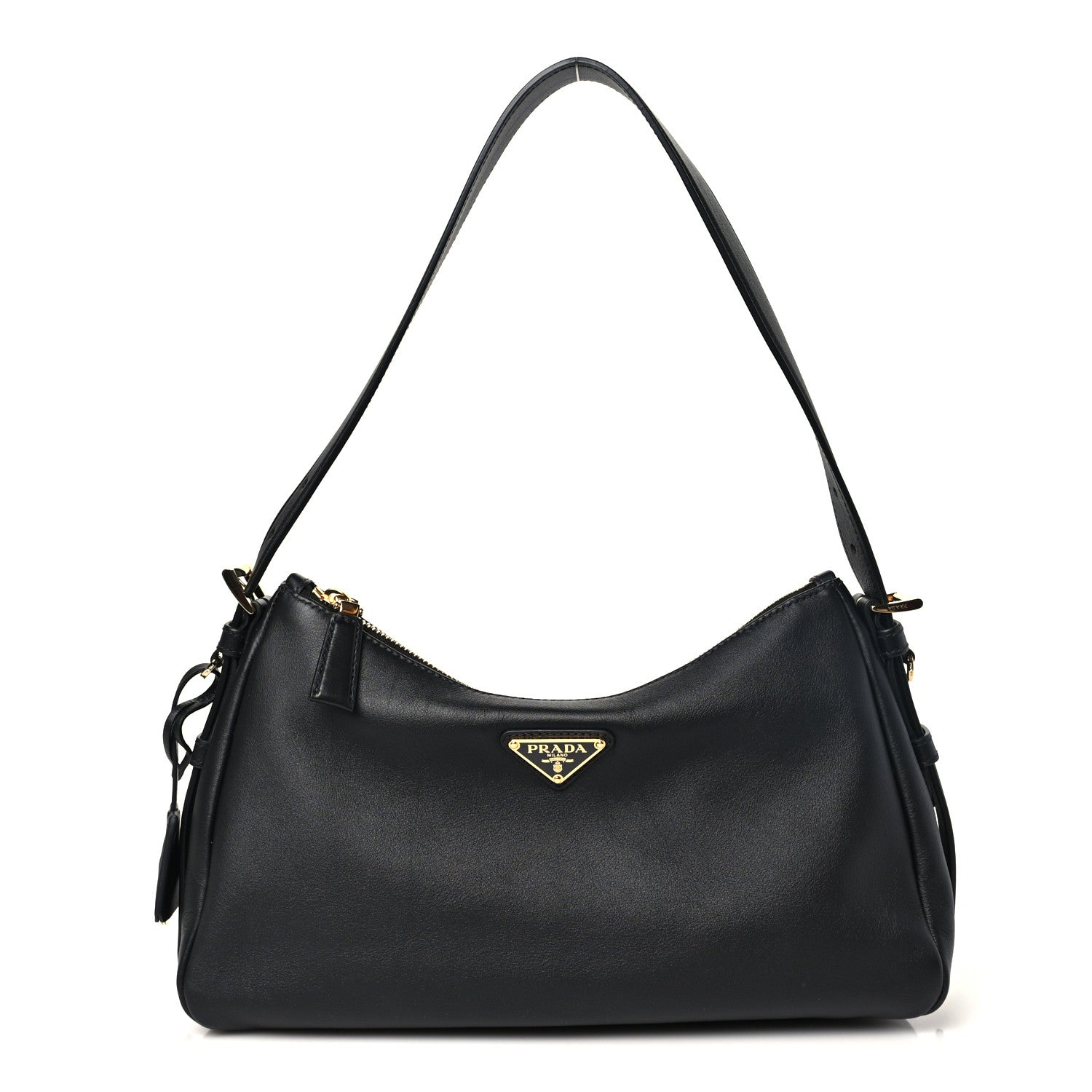 Prada Soft Calfskin Medium Aimee Shoulder Bag Black 1 of 9