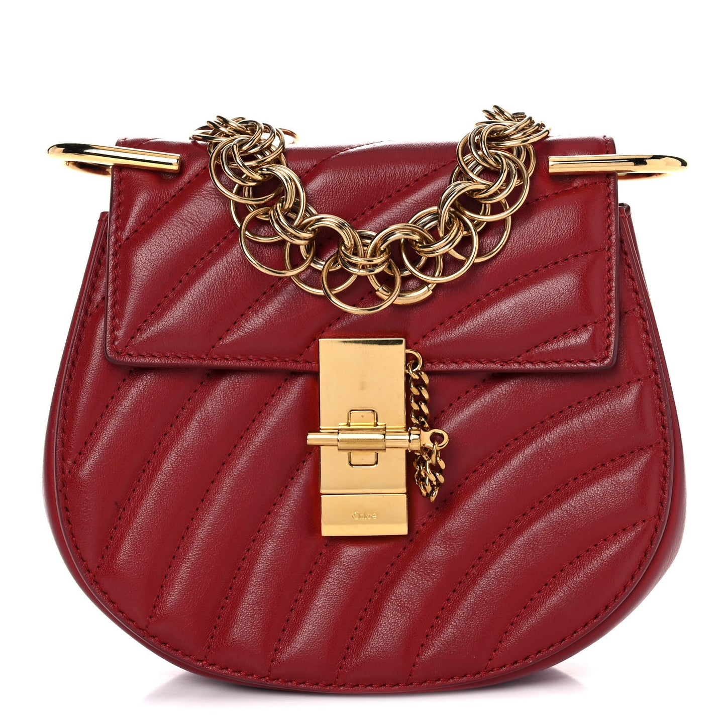 Calfskin Quilted Mini Drew Bijou Shoulder Bag Red