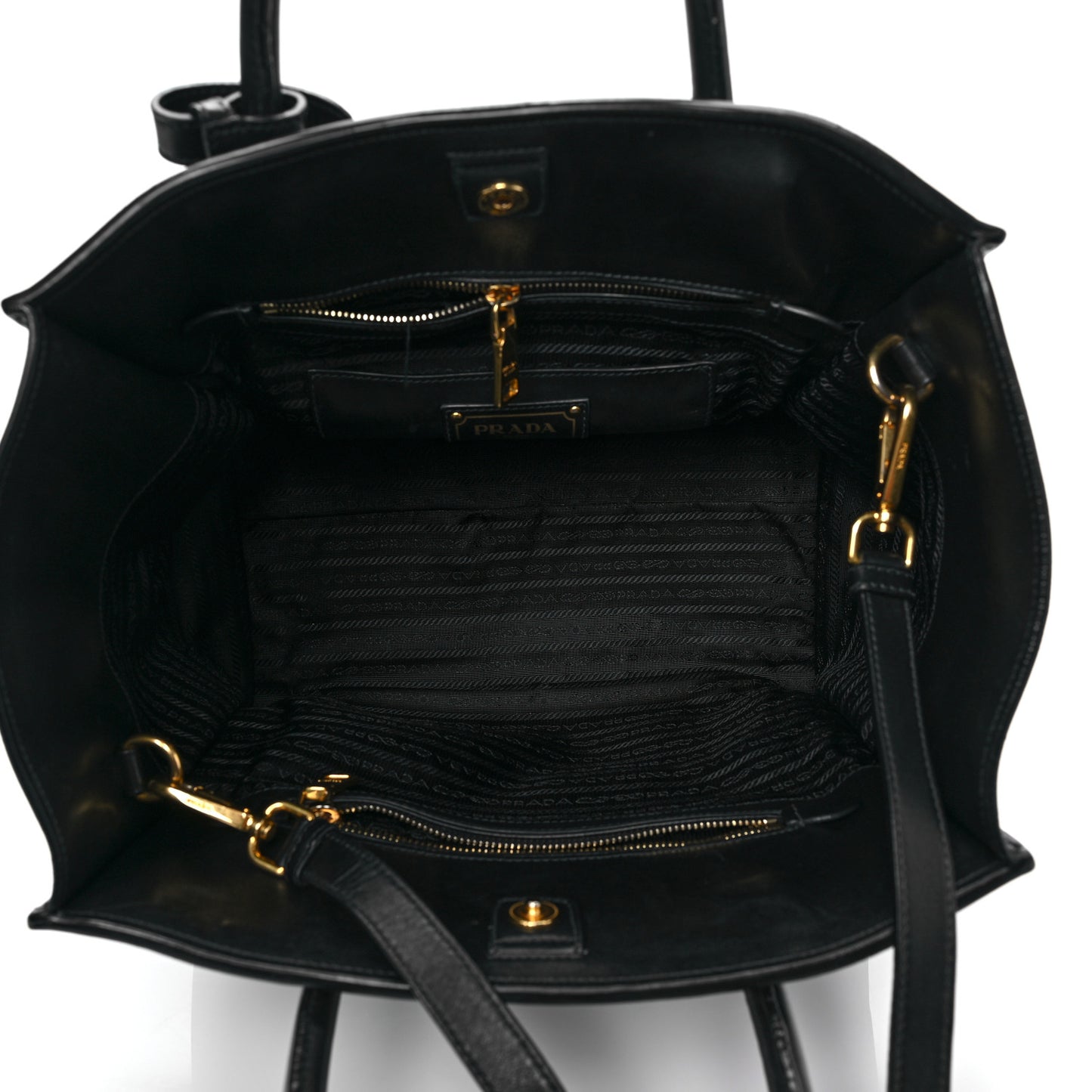 City Calf Front Pocket Tote Black