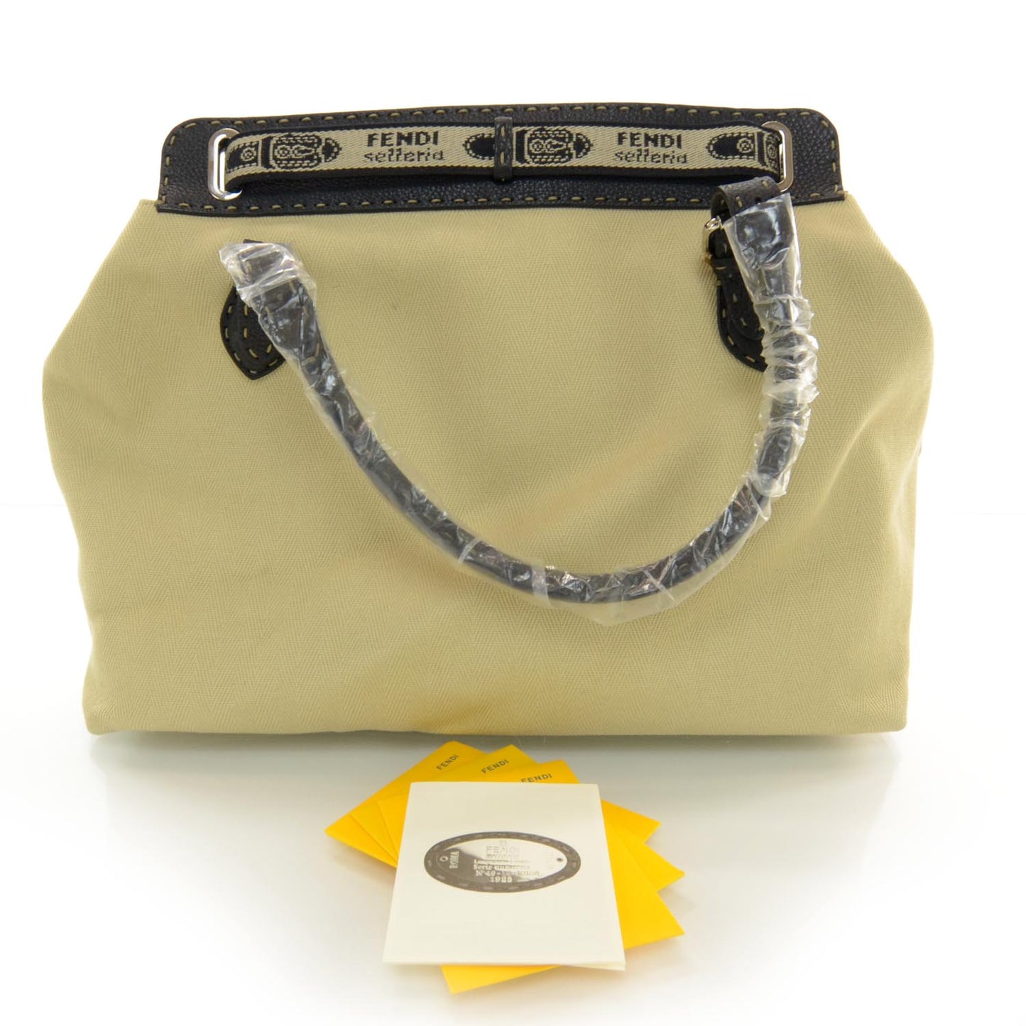 Canvas Calfskin Romano Selleria Villa Borghese Equestrian Satchel