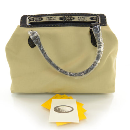 Fendi Canvas Calfskin Romano Selleria Villa Borghese Equestrian Satchel 3 of 7