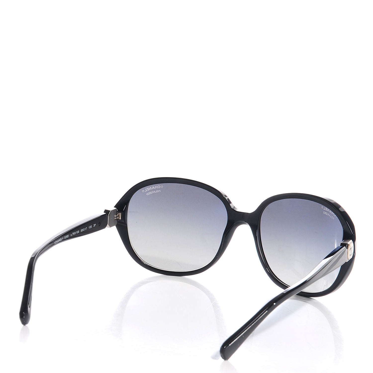 Chanel Acetate Polarized CC Round Sunglasses 5285 Black 2 of 4