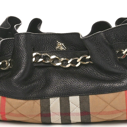 Burberry Grainy Calfskin House Check Margaret Bag Black 8 of 11