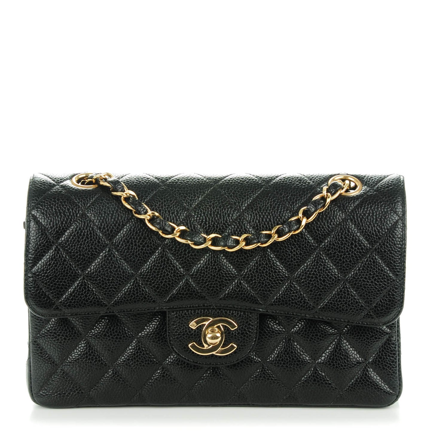 Caviar Quilted Small Double Flap Black