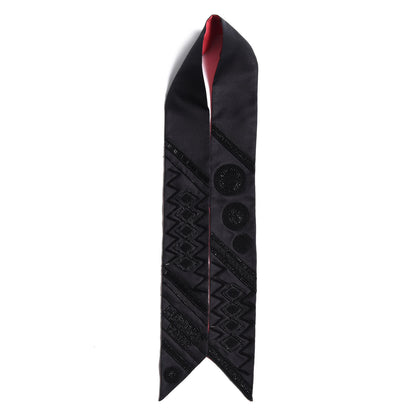 Hermes Silk Beaded Precieux Art Deco Ribbon Twilly Black 5 of 5