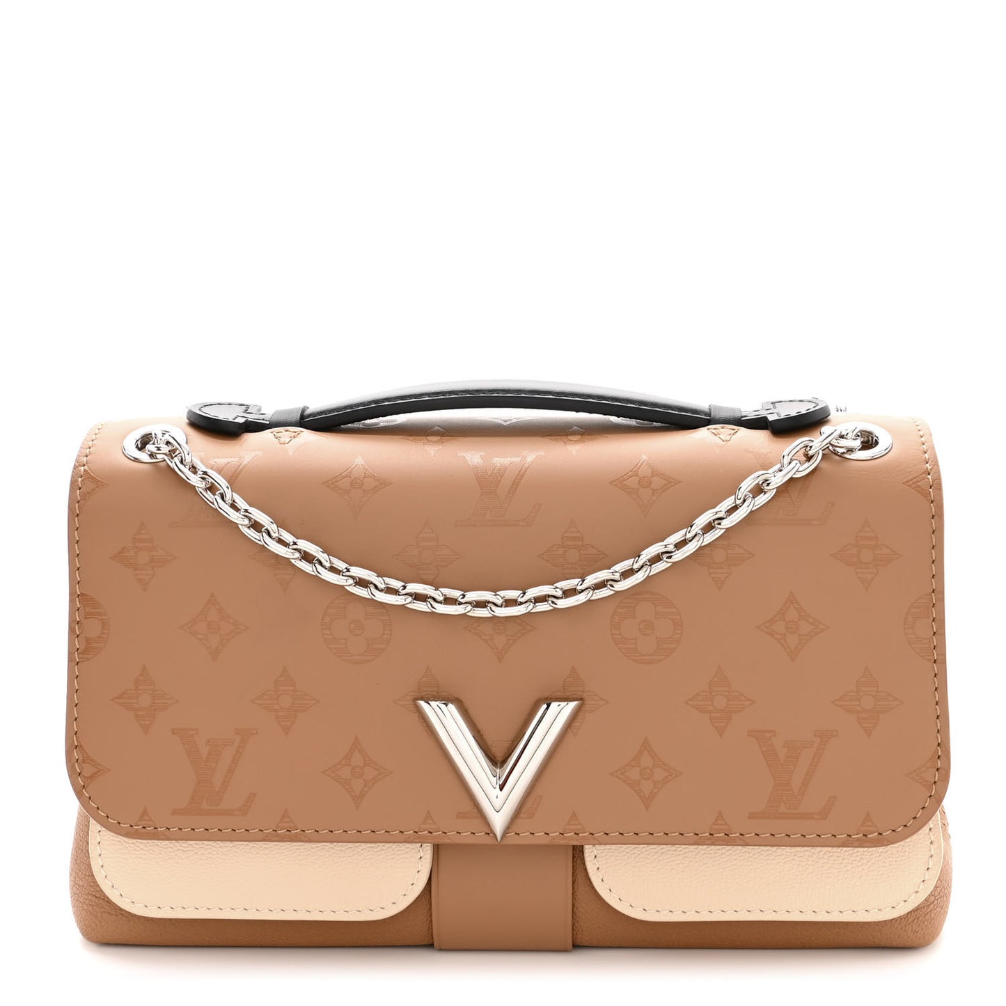 Monogram Cuir Plume Ecume Very Chain Bag Sesame Creme Black