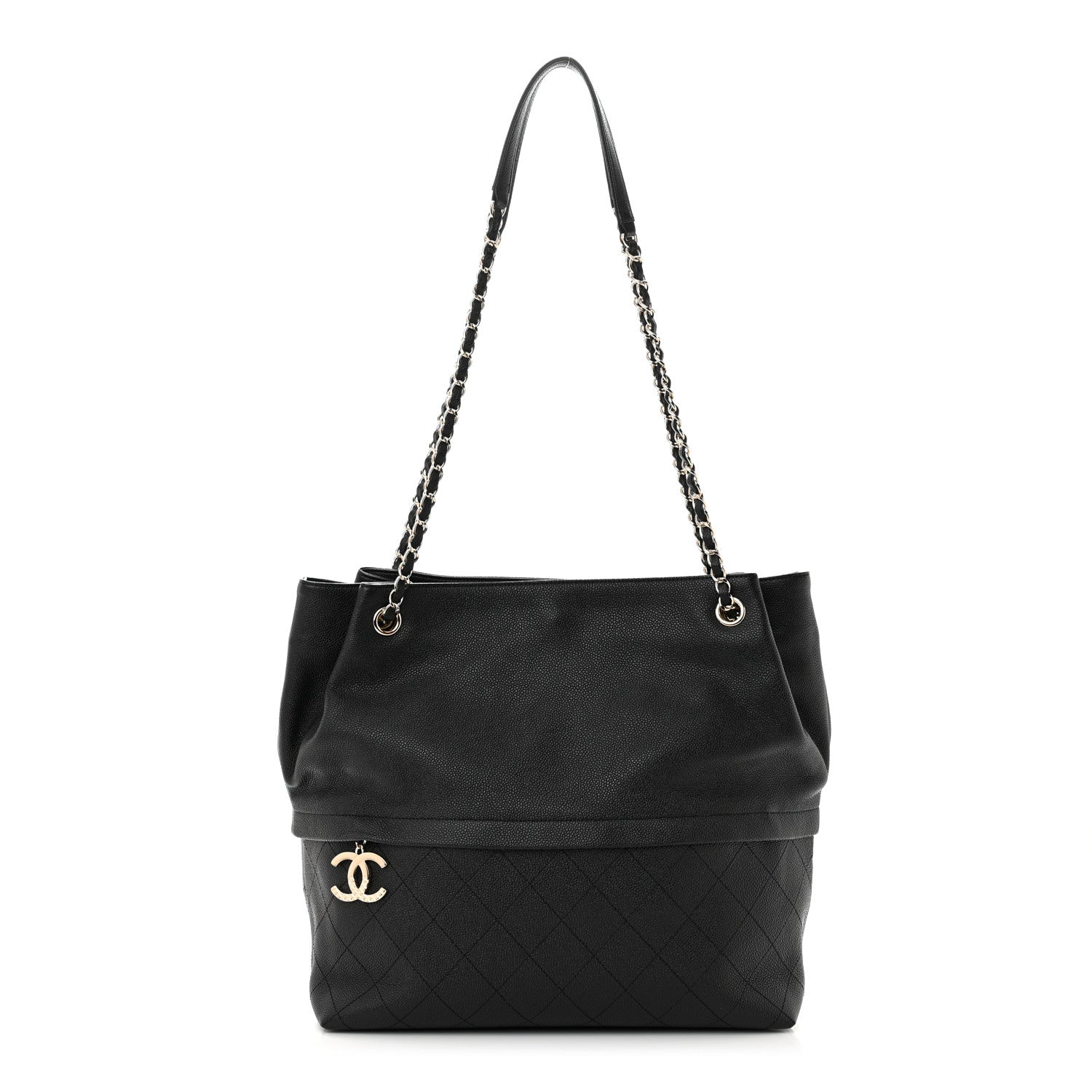 Chanel Crumpled Grained Calfskin Zip and Carry Shopping Tote Black 1 of 10
