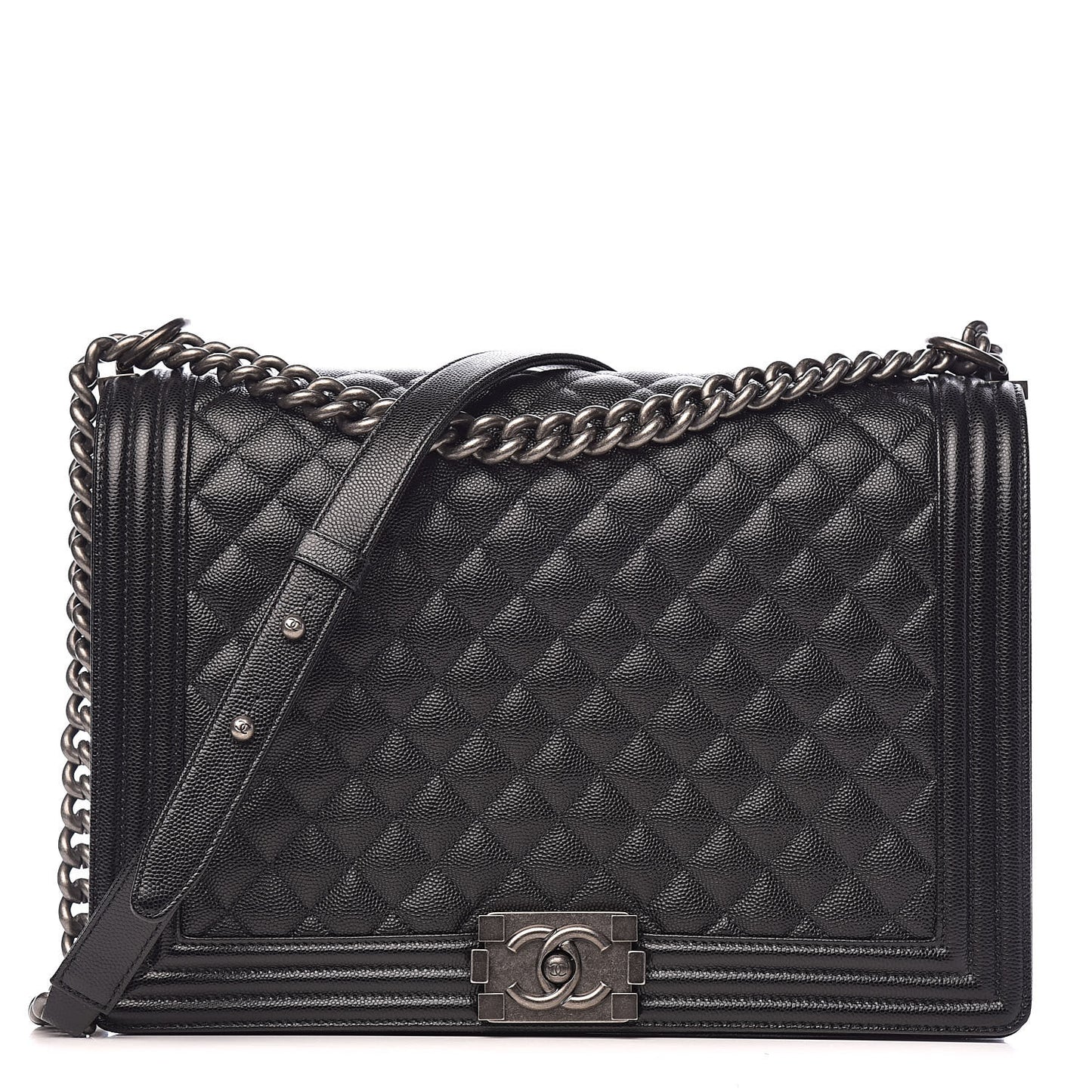 Caviar Quilted Large Boy Flap Black