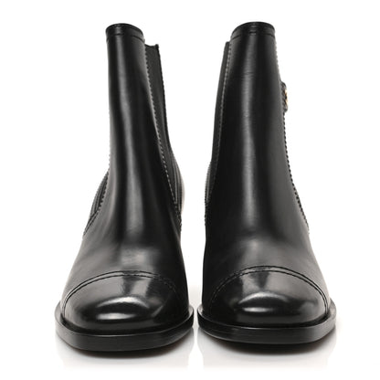 Chanel Calfskin Patent Cap Toe Short Boots 36.5 Black 2 of 8