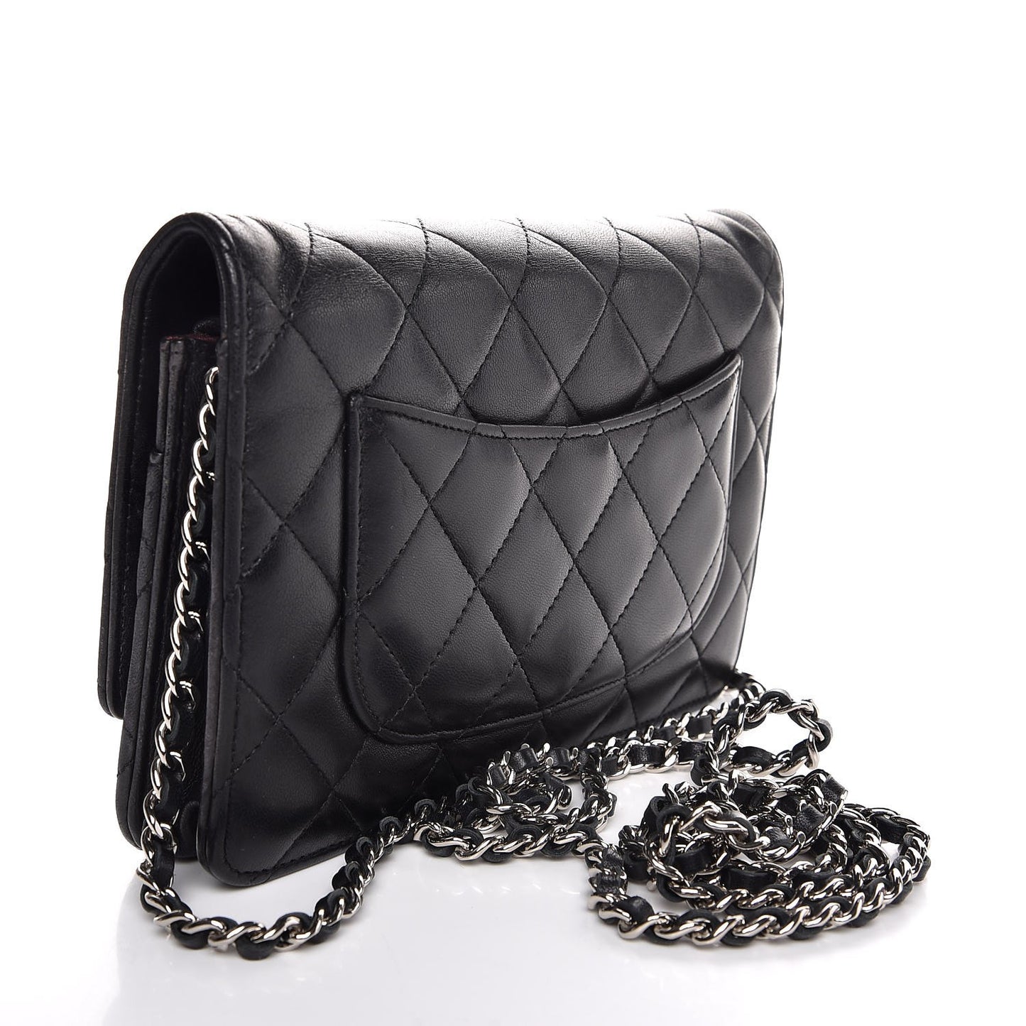 Lambskin Quilted Wallet On Chain WOC Black