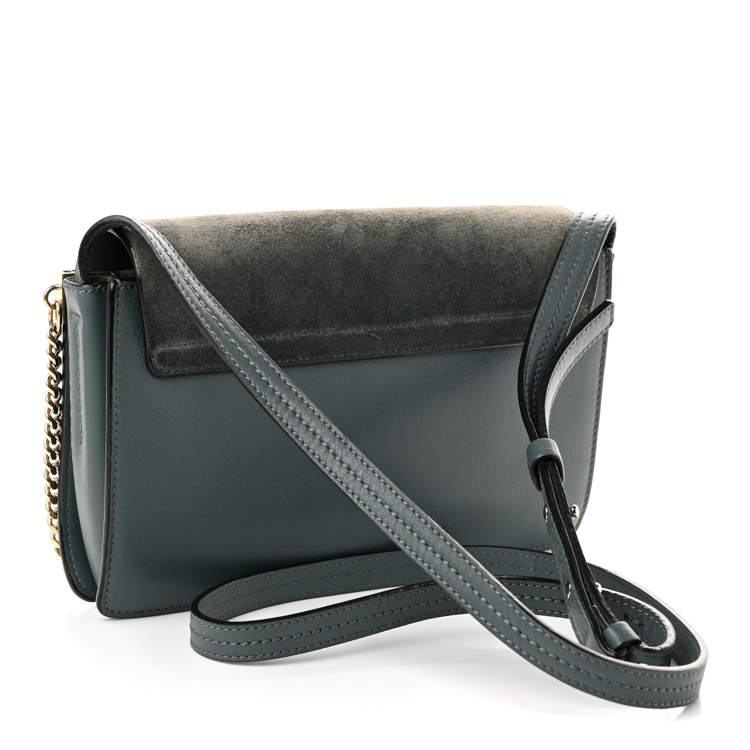 Chloe Suede Calfskin Small Faye Shoulder Bag Cloudy Blue 3 of 9