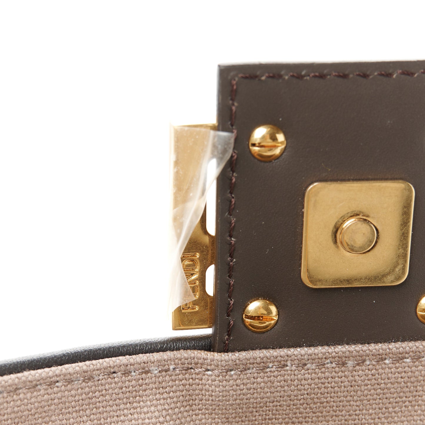 Canvas Vitello King FF Embroidered Baguette Tartufo Ebano