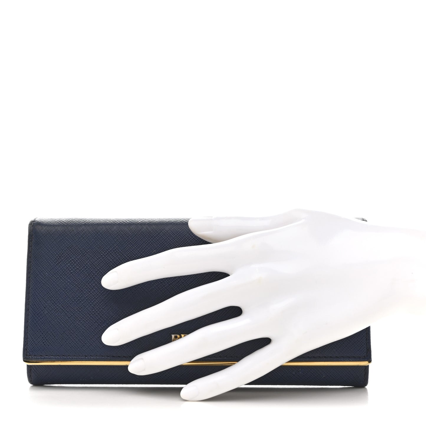 Saffiano Metal Bar Continental Flap Wallet Bluette
