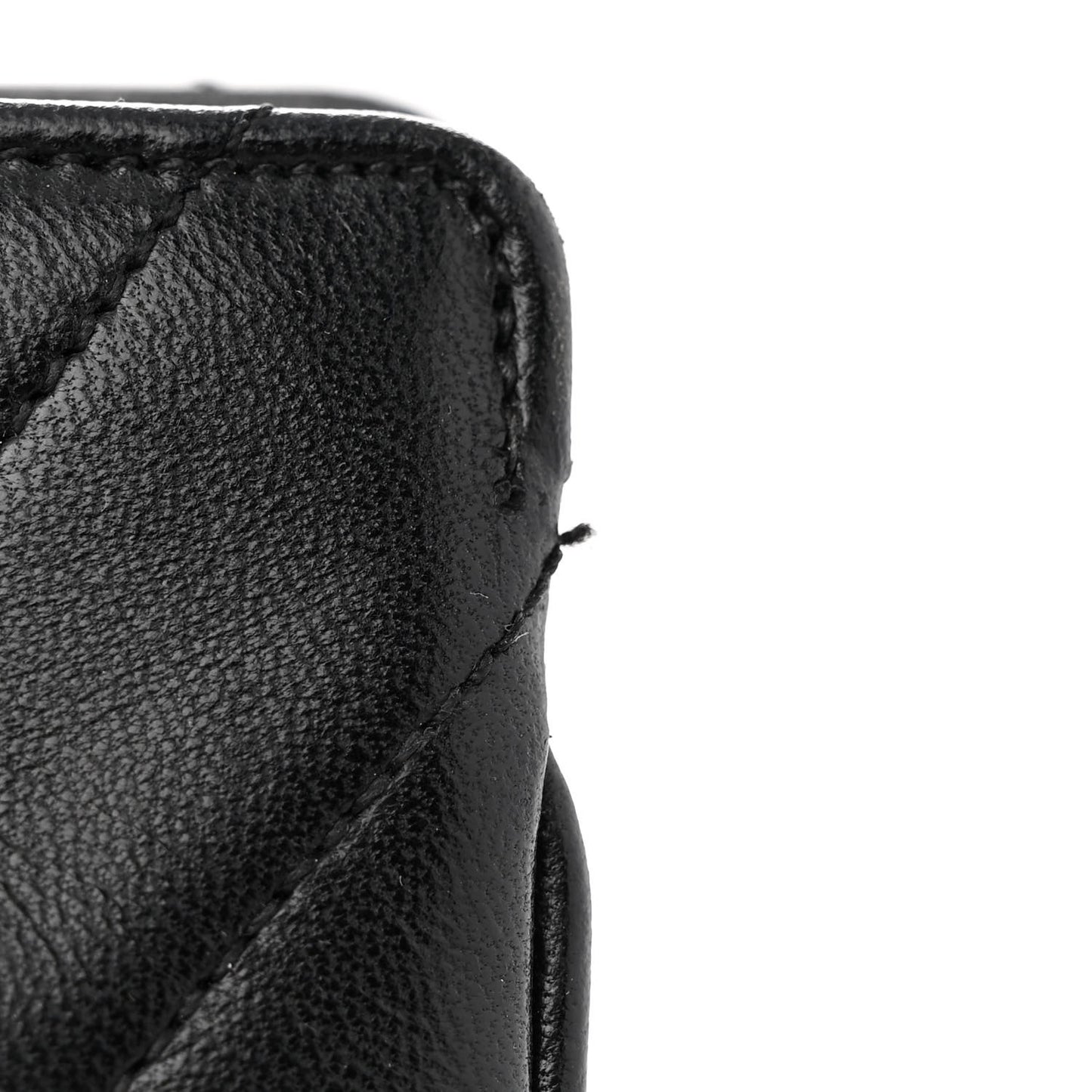 Lambskin Chevron Quilted Top Handle Bag Black