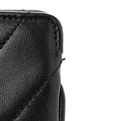 Chanel Lambskin Chevron Quilted Top Handle Bag Black 11 of 11