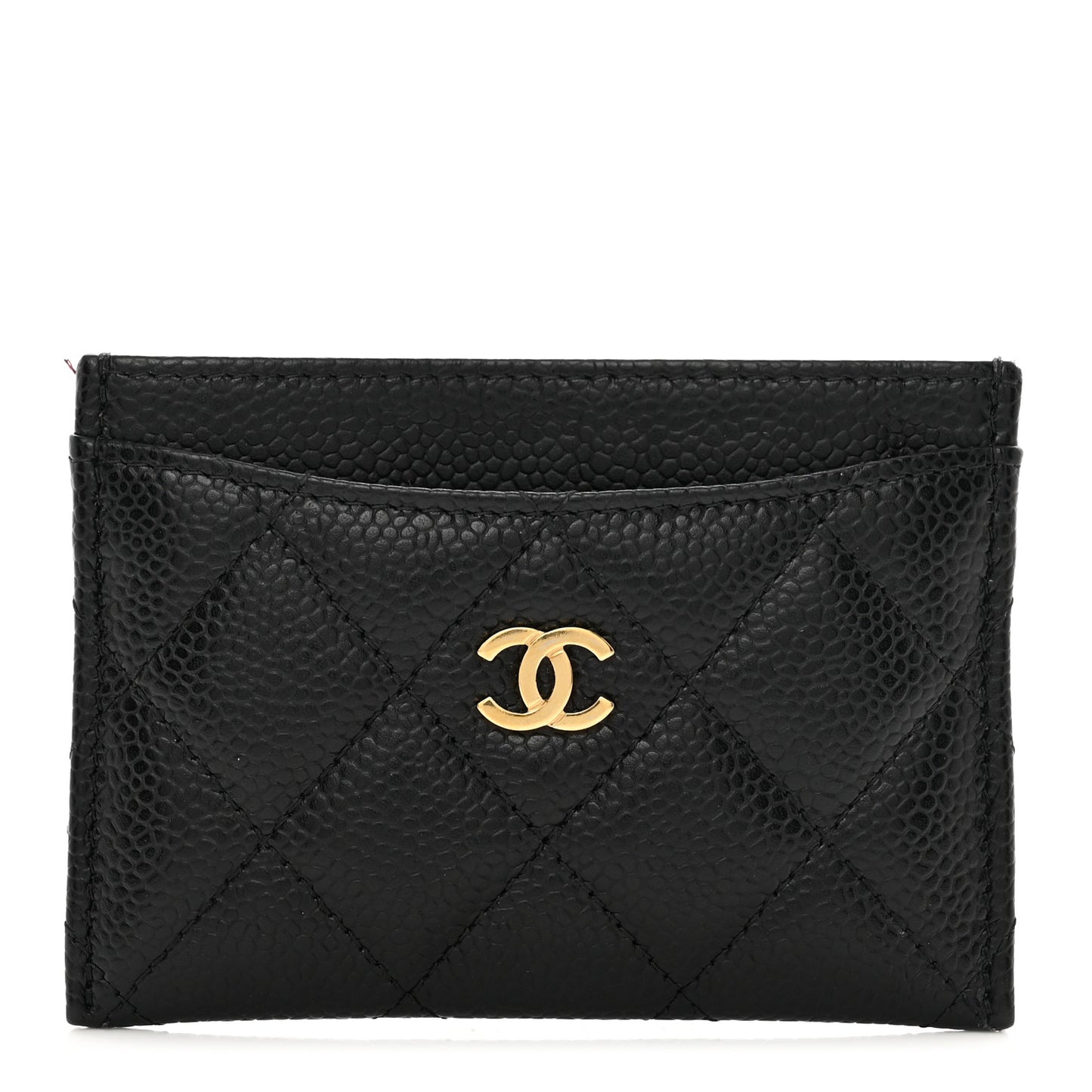 Caviar Quilted Card Holder Black