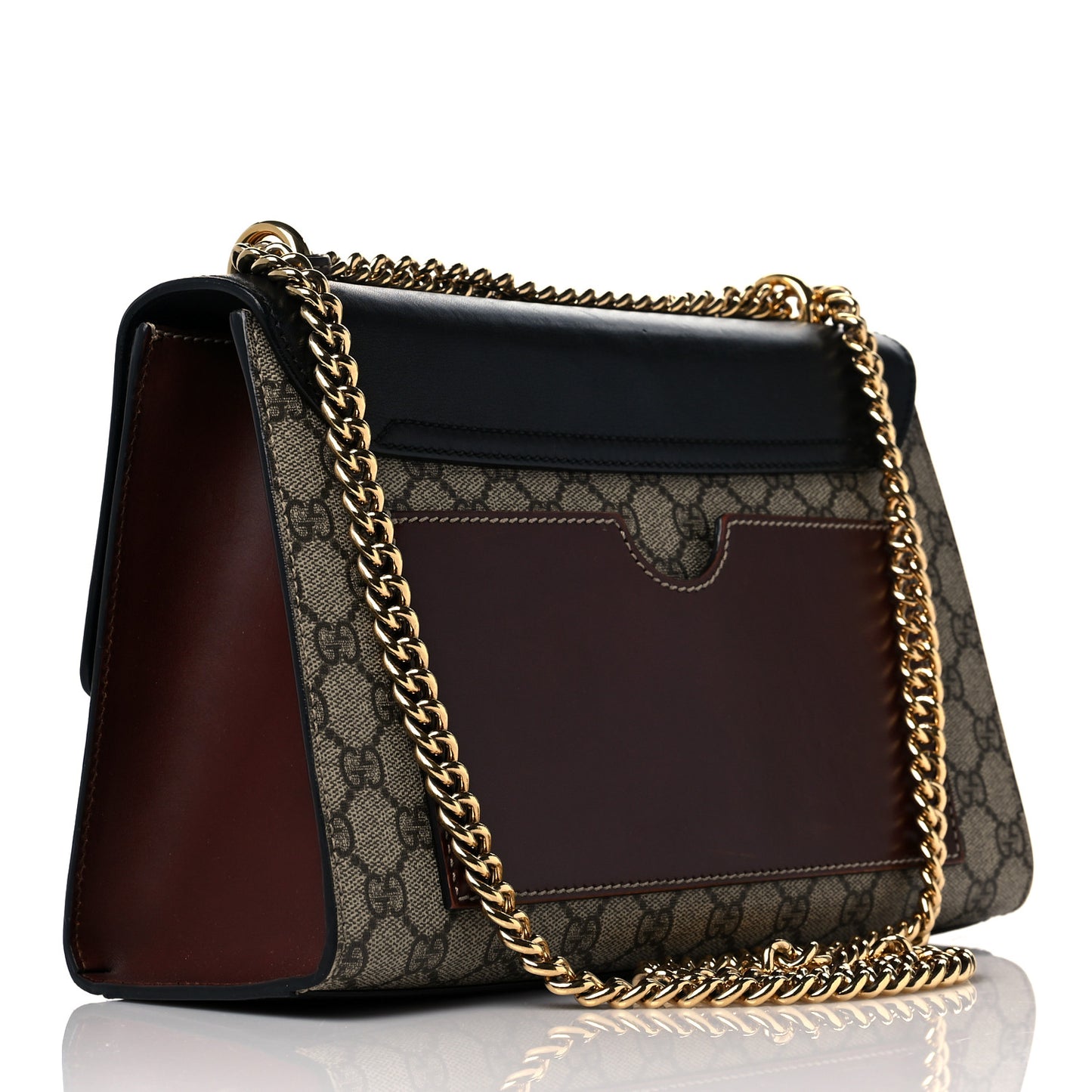 GG Supreme Monogram Calfskin Medium Padlock Shoulder Bag Beige Black Cuir