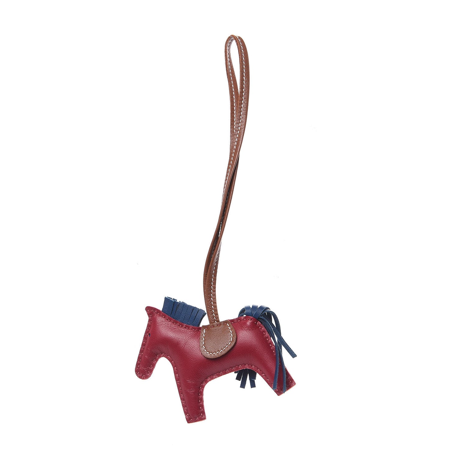 Milo Lambskin Grigri Rodeo Horse Bag Charm PM Bleu de Malte Rubis Fauve