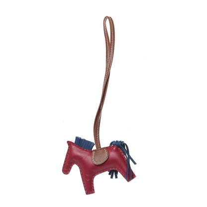 Hermes Milo Lambskin Grigri Rodeo Horse Bag Charm PM Bleu de Malte Rubis Fauve 1 of 4