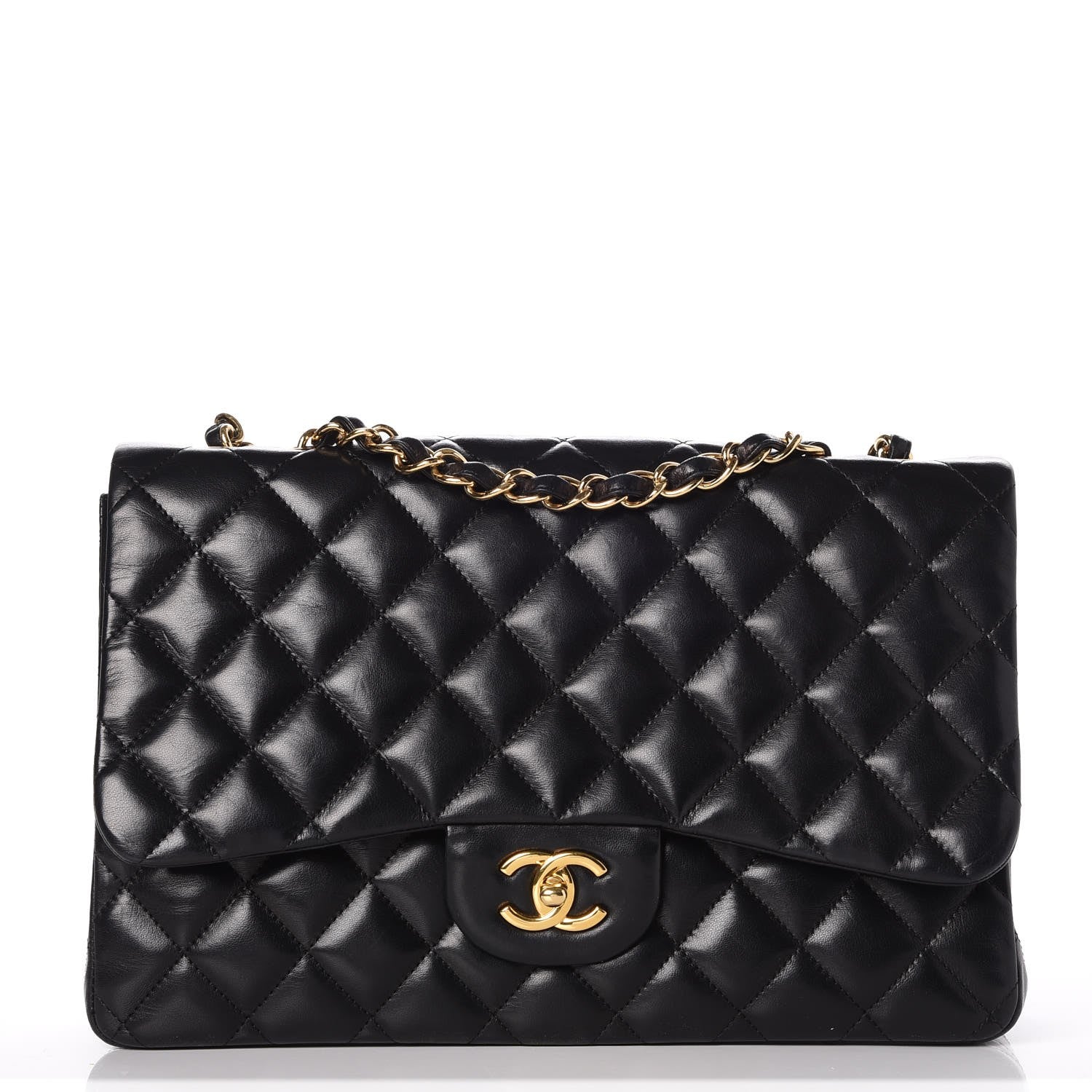 Chanel Lambskin Quilted Jumbo Single Flap Black 1 of 9
