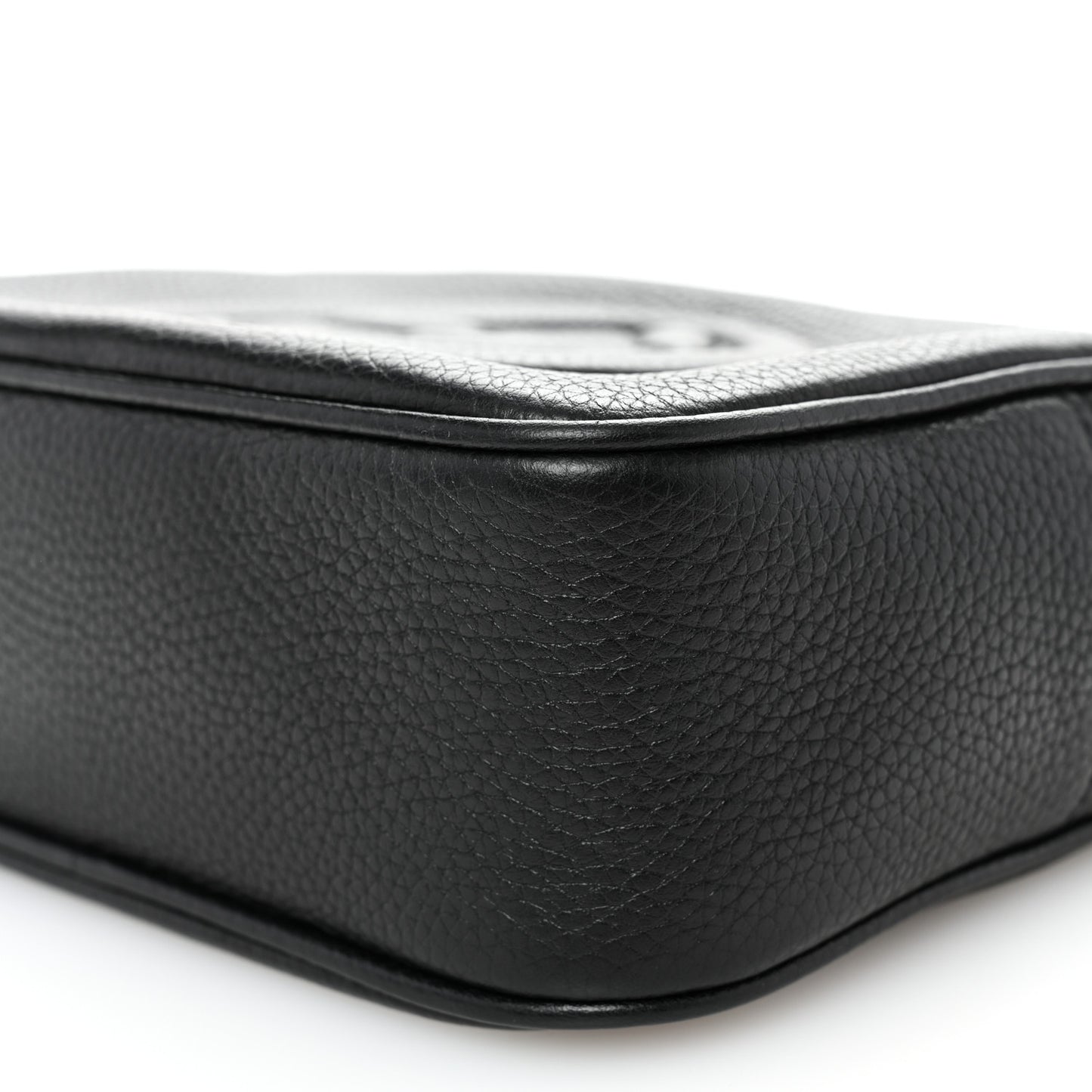 Pebbled Calfskin Small Soho Disco Bag Black