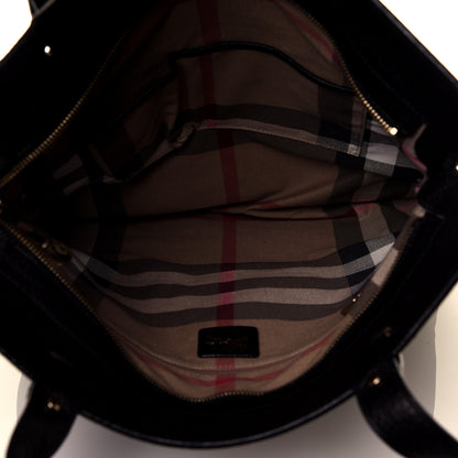 Burberry Canvas Calfskin Crest Embossed Flat Tote Black 5 of 7