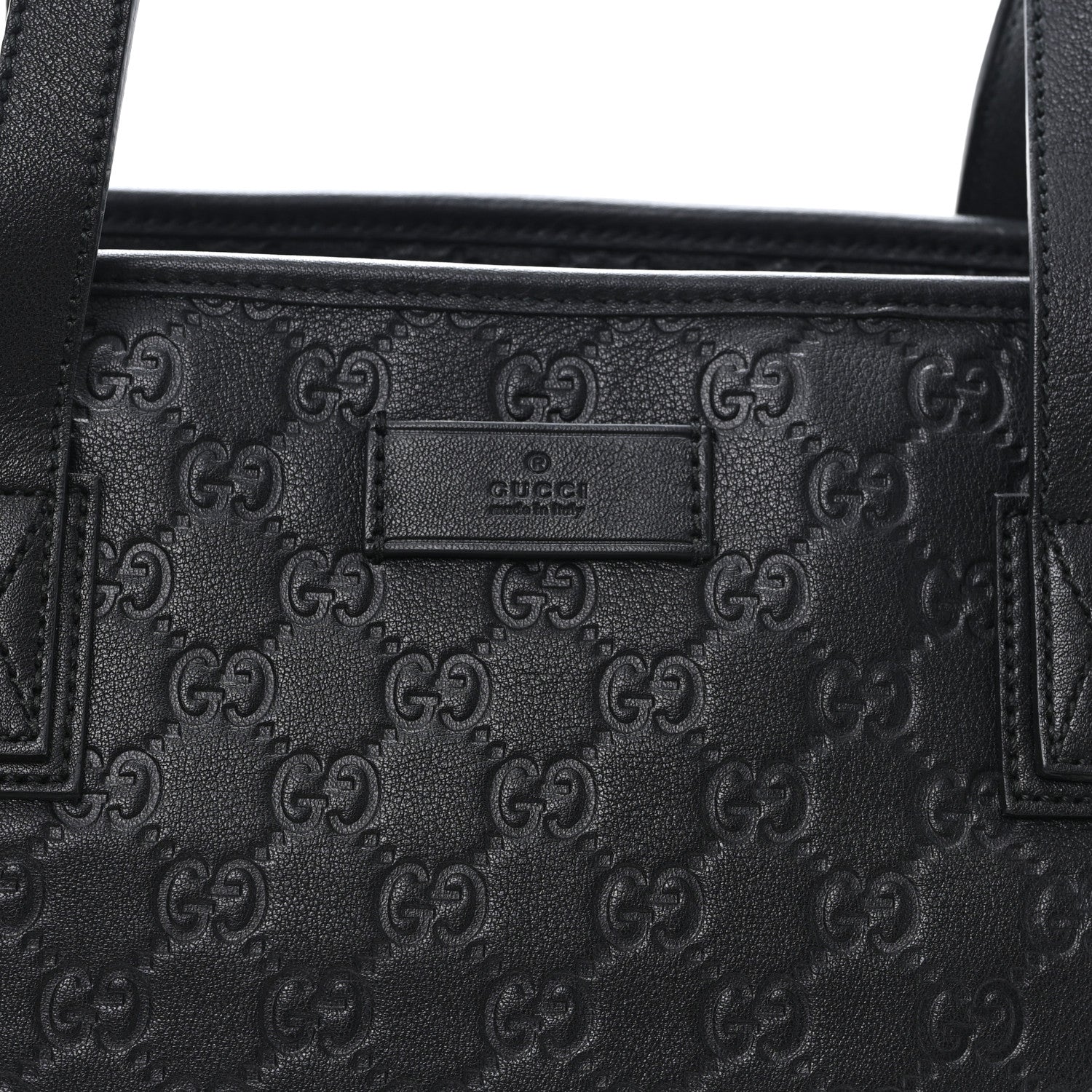 Gucci Guccissima Medium Zippered Shopping Tote Black 8 of 10