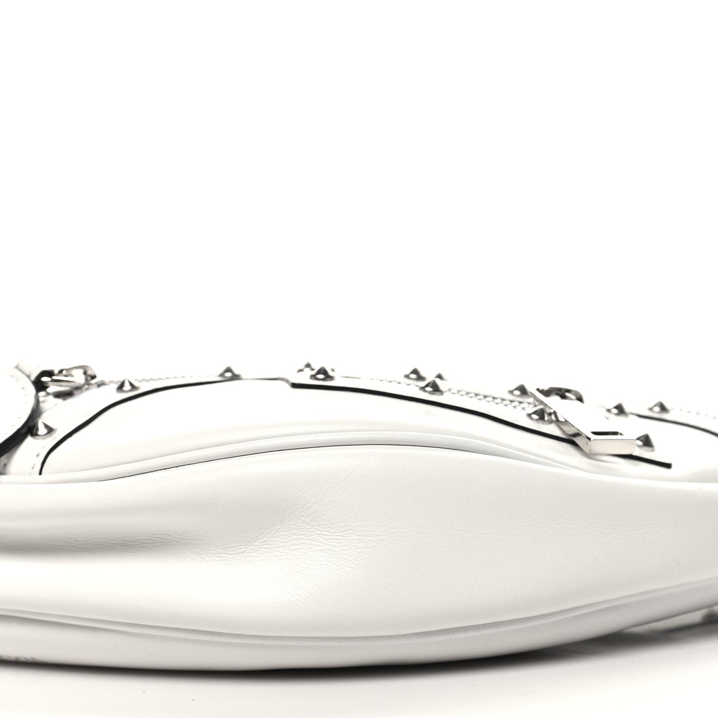 Calfskin Studded Small Repeat Zip Hobo White