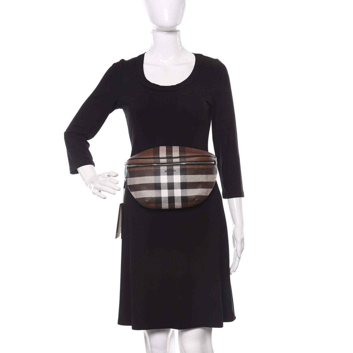E-canvas Check Bum Bag Dark Birch Brown