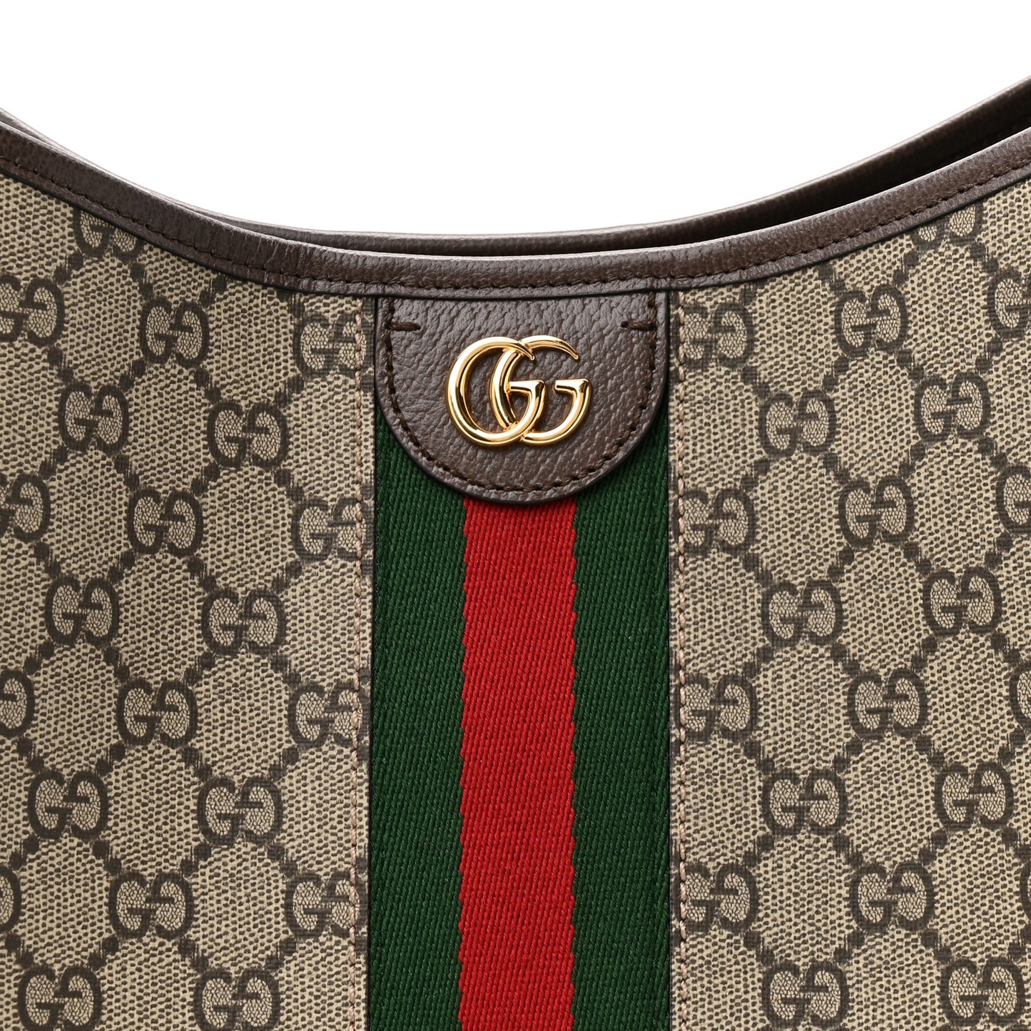 GG Supreme Monogram Textured Dollar Calfskin Web Large Ophidia Bucket Shoulder Bag Beige Ebony New Acero