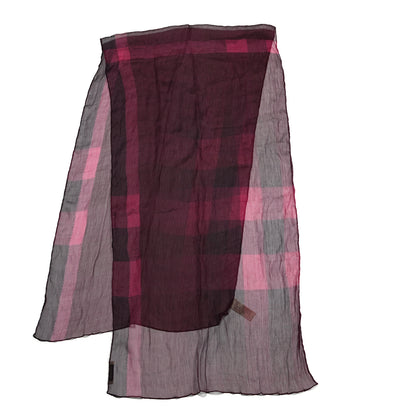 Burberry Silk Gauze Giant Check Scarf Claret 2 of 4