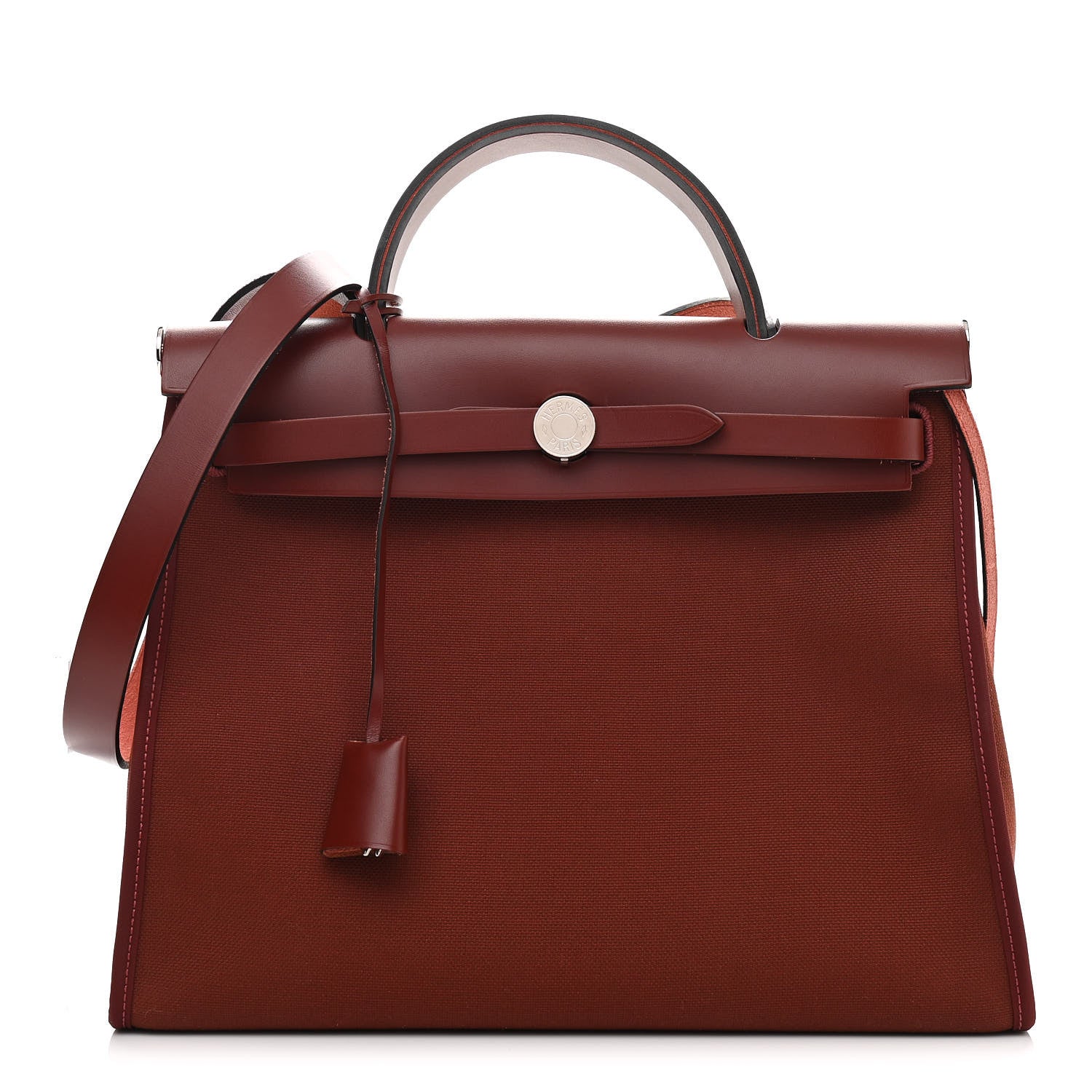 Hermes Vache Hunter Toile Herbag Zip 31 PM Rouge H 3 of 12