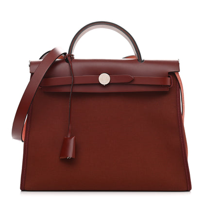 Hermes Vache Hunter Toile Herbag Zip 31 PM Rouge H 3 of 12