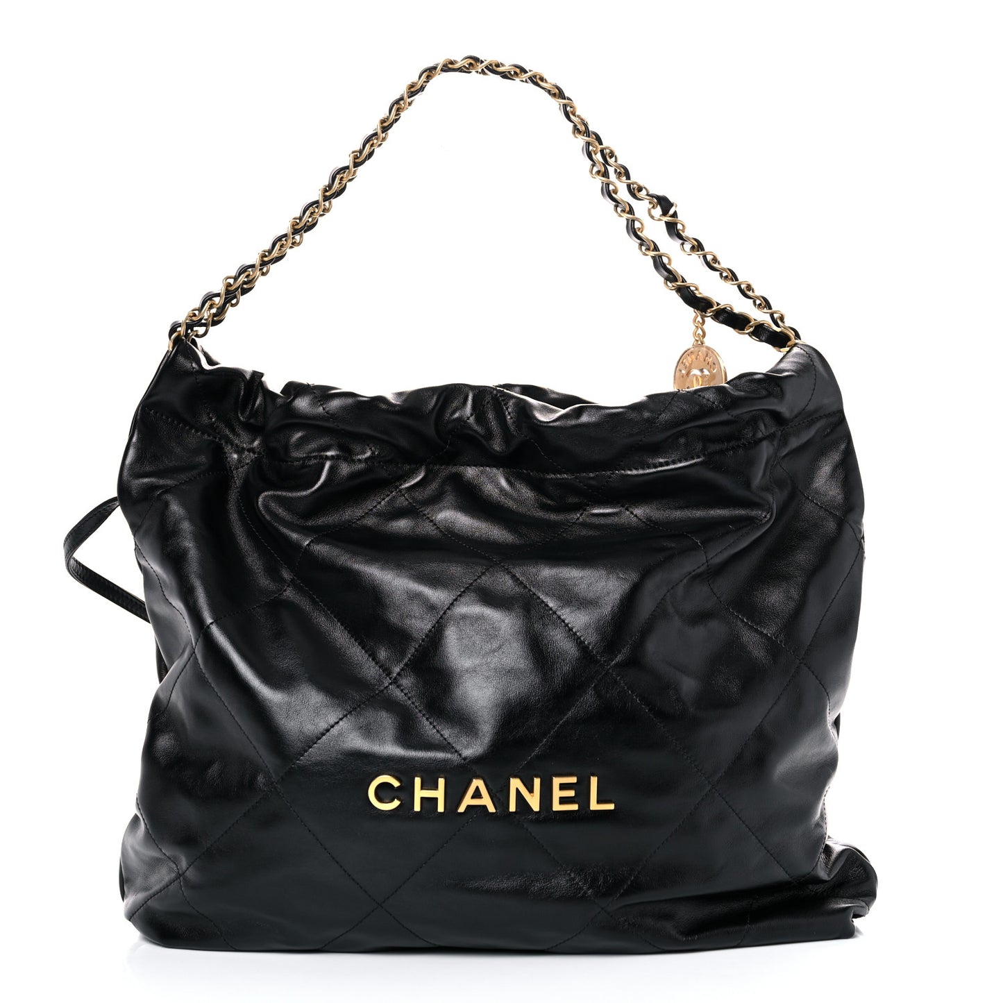 Shiny Calfskin Quilted Chanel 22 Black