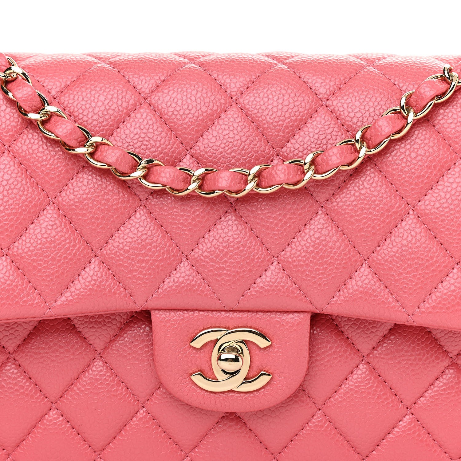 Chanel Metallic Caviar Quilted Medium Double Flap Pink 8 of 11