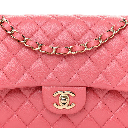 Chanel Metallic Caviar Quilted Medium Double Flap Pink 8 of 11