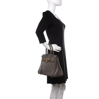 Hermes Taurillon Clemence Birkin 30 Etain 2 of 10