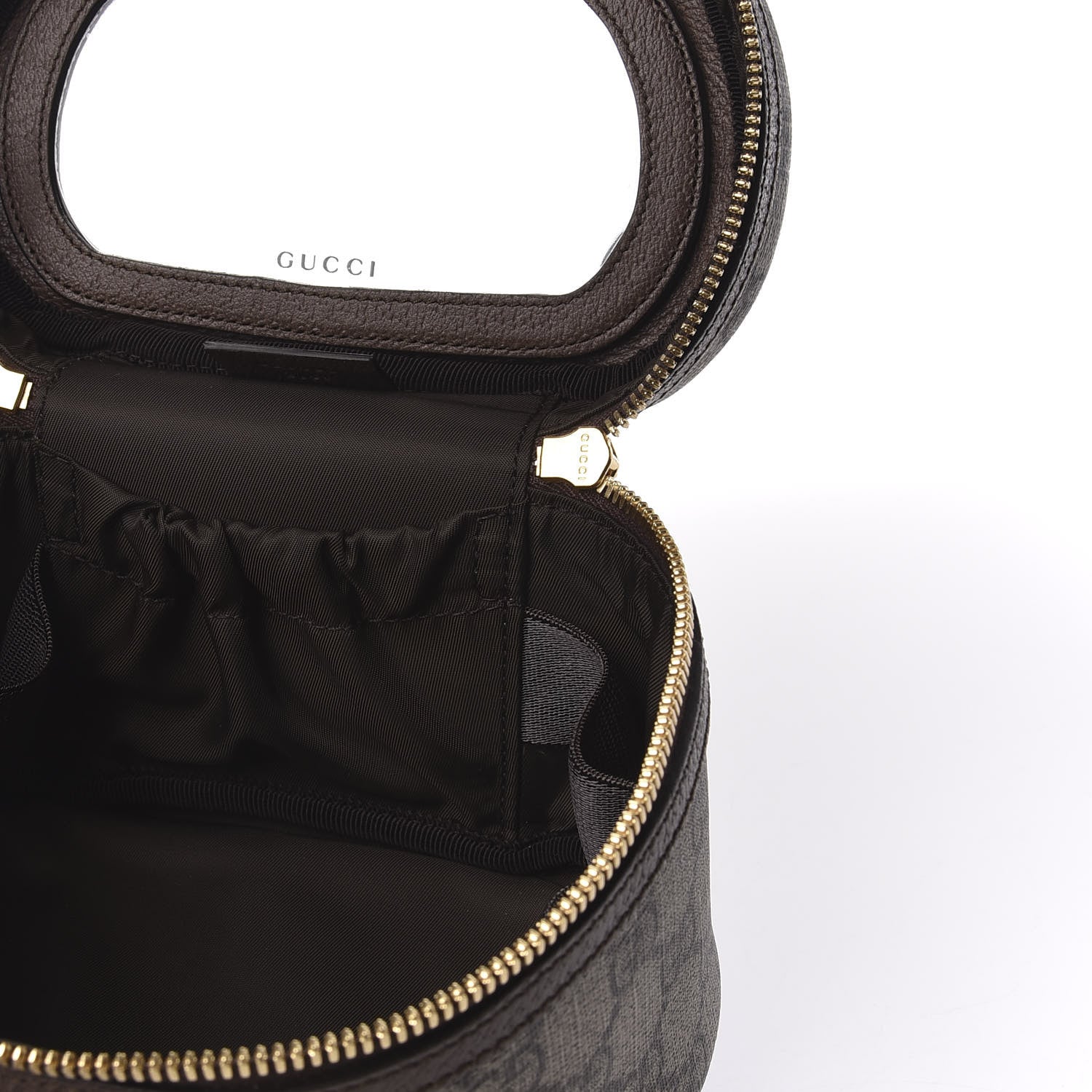 Gucci GG Supreme Monogram Textured Calfskin Web Ophidia Vanity Cosmetic Case Beige Ebony New Acero 4 of 9