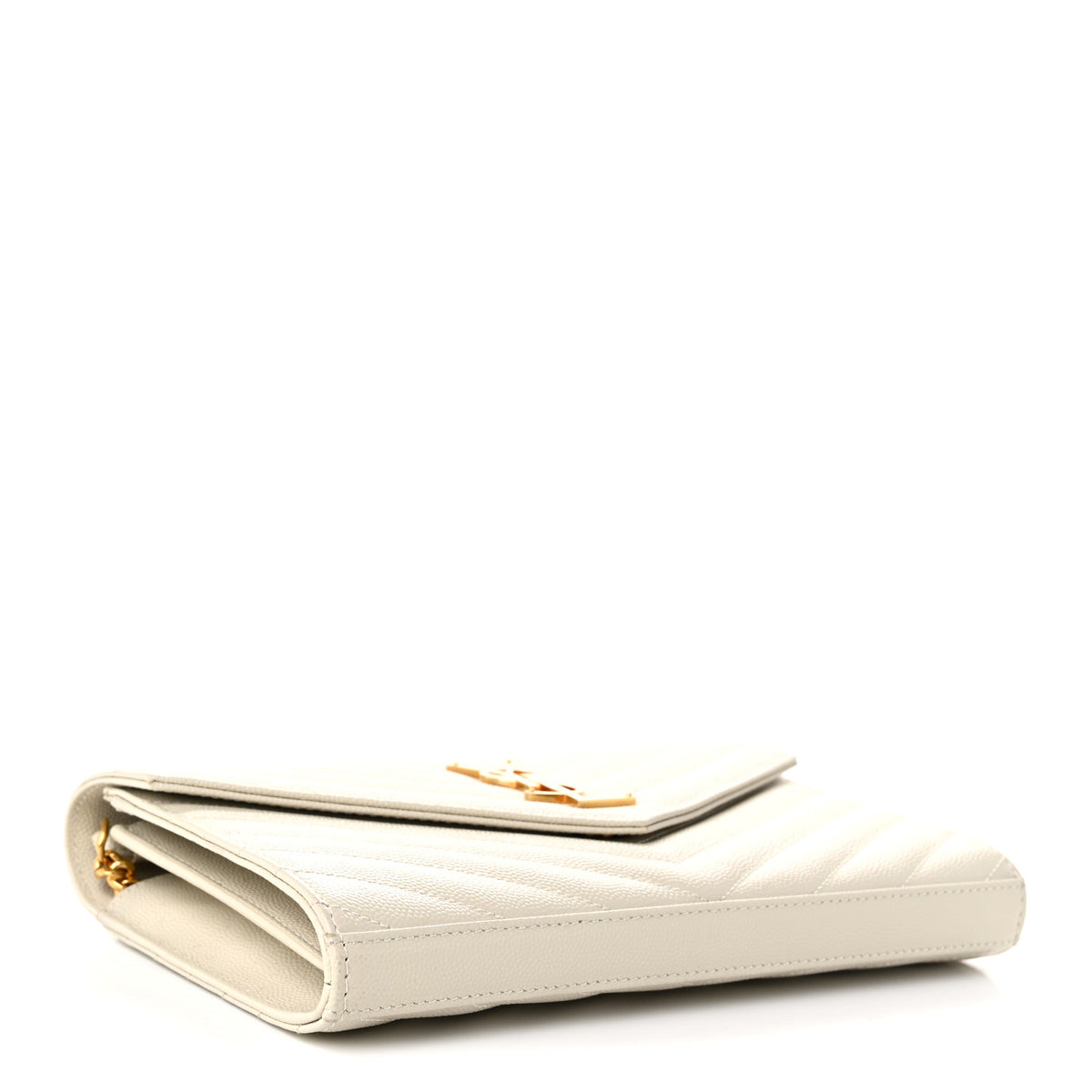 Grain De Poudre Matelasse Chevron Monogram Chain Wallet Crema Soft