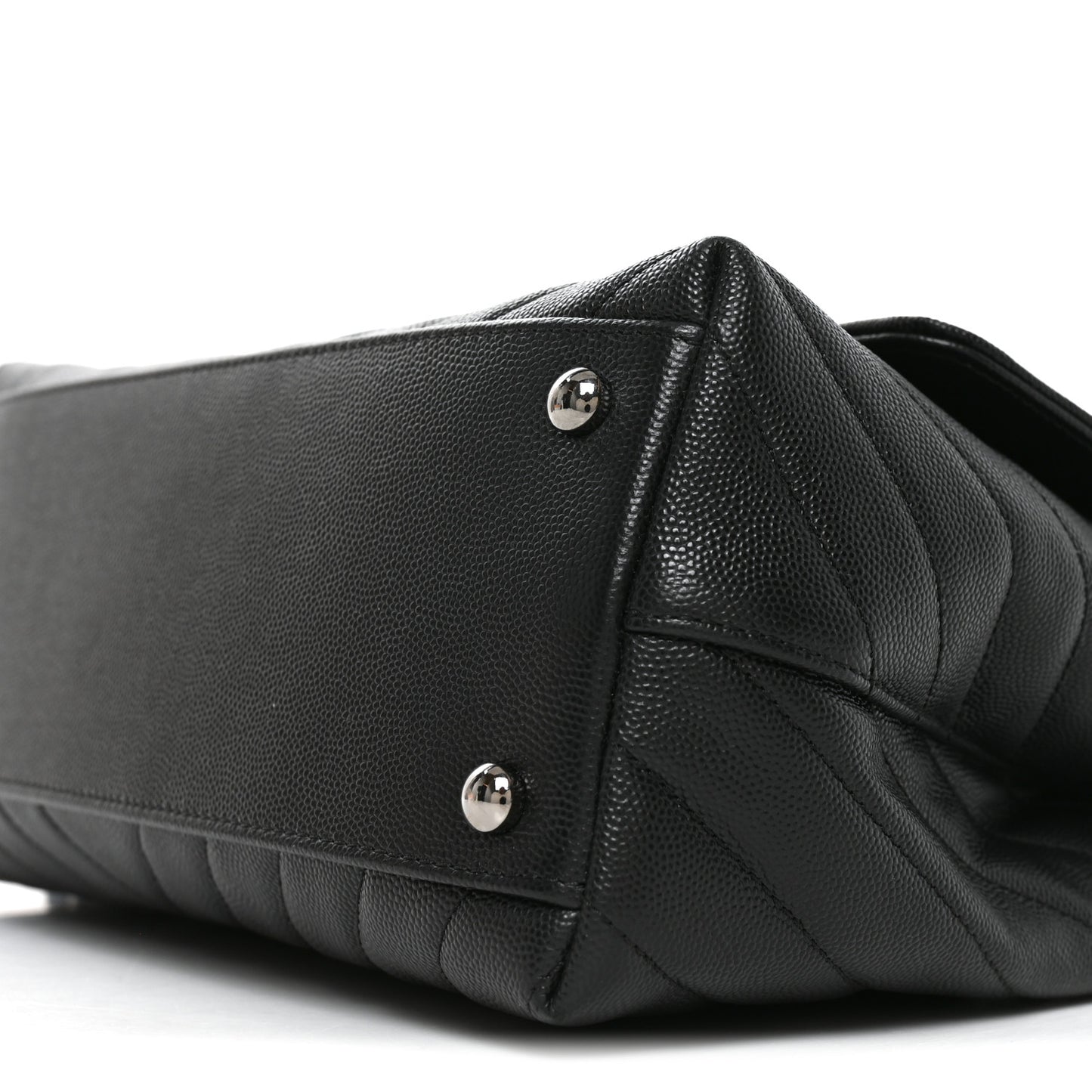 Caviar Chevron Quilted Small Coco Handle Flap Black
