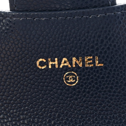 Chanel Caviar Quilted Flap Card Holder Wallet Dark Blue 6 of 10