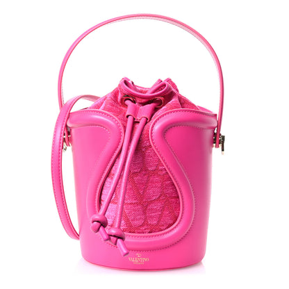Valentino Garavani Toile Iconographe Nappa Le Cinquième Bucket Bag  Pink PP 1 of 10