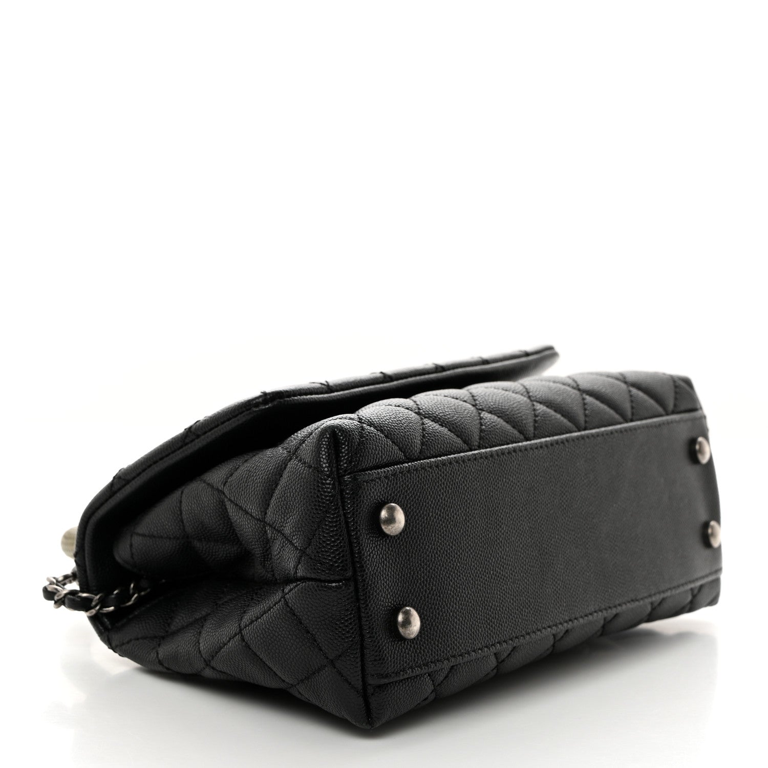 Chanel Caviar Lizard Quilted Mini Coco Handle Flap Black Khaki 4 of 10